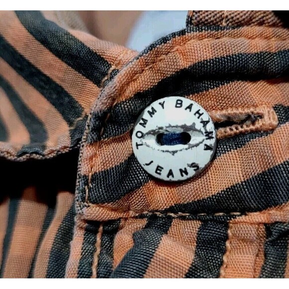 Tommy Bahama Jeans Island Crafted Lyocell Blend Pumpkin Orange Plaid Shirt EUC - Picture 8 of 11